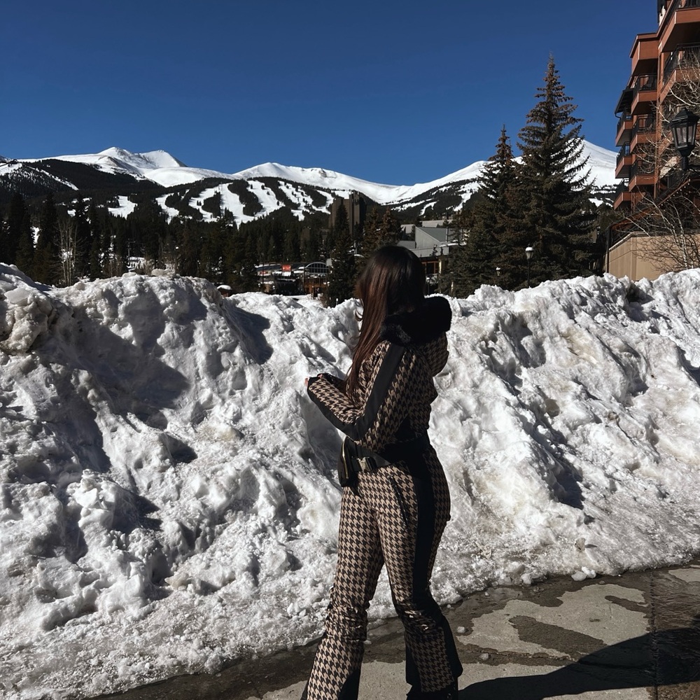 Brown and Black Ski Snow jumpsuit for Winter Adventures
